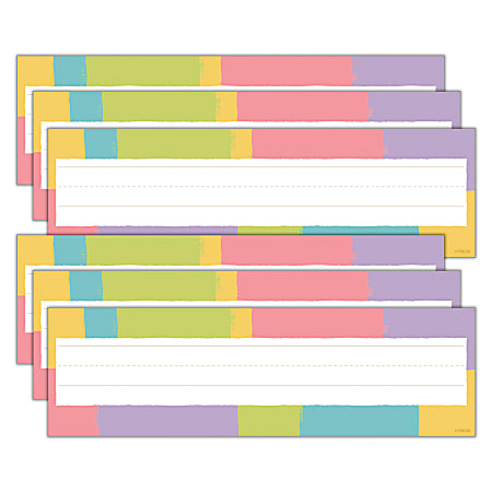 Trend Desk Toppers Name Plates, 2-7/8" x 9-1/2", Cheerful Stripes, 36 Plates Per Pack, Bundle Of 6 Packs