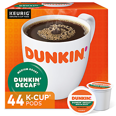 Dunkin' Donuts Decaf Keurig® Single-Serve K-Cup® Pods, Medium Roast, Box of 44 K-Cup® Pods