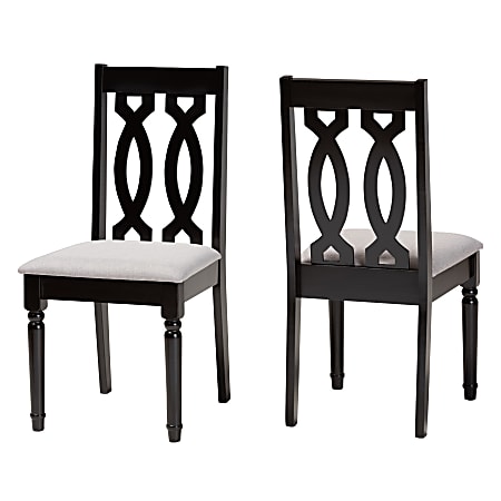 Baxton Studio Cherese Dining Chairs, Gray/Dark Brown, Set