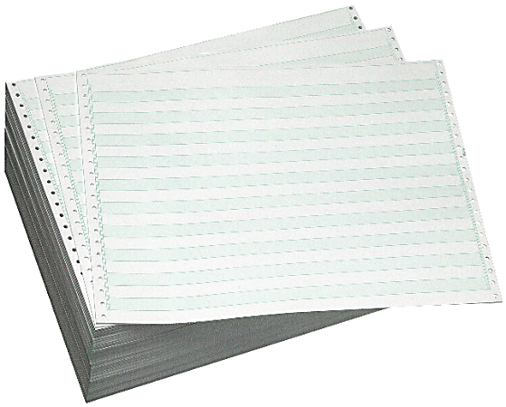 Office Depot® Brand Computer Paper, 1 Part, 20 Lb, 14 7/8" x 11", Non-Perforated, Bond, 1/2" Green Bar, Box Of 2,300 Sheets