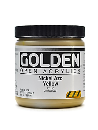 Golden OPEN Acrylic Paint, 8 Oz Jar, Nickel Azo Yellow