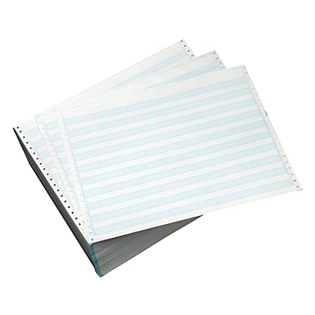 Office Depot® Brand Computer Paper, 1 Part, 18 Lb, 14 7/8" x 11", Non-Perforated, Bond, 1/2" Blue Bar, Box Of 2,500 Sheets