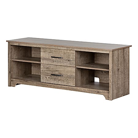 South Shore Fusion TV Stand With Drawers, 22-1/2"H x 59-1/4"W x 17-3/4"D, Weathered Oak