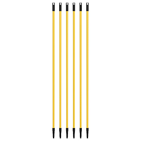 Gritt Commercial Threaded Fiberglass Broom/Squeegee Handle, 60", Yellow, Pack Of 6 Handles