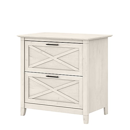 Bush Furniture Key West 30"W x 19-7/8"D Lateral 2-Drawer File Cabinet, Linen White Oak, Standard Delivery