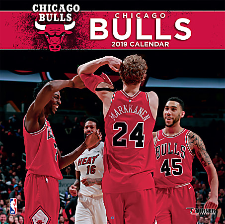 Turner Sports Monthly Wall Calendar, 12" x 12", Chicago Bulls, January to December 2019
