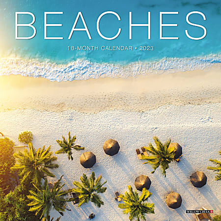 Willow Creek Press Monthly Mini Wall Calendar, 7" x 7", Beaches, January to December 2023, 30387