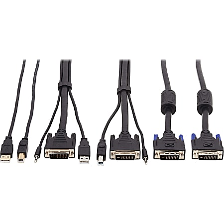 Tripp Lite DVI KVM Cable Kit DVI USB 3.5mm Audio 3xM/M USB M/M DVI M/M 10ft - Supports up to 2560 x 1600 - Black