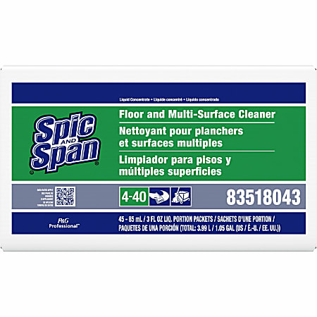 Spic and Span Floor Cleaner Concentrate, 3 Oz, Green/Translucent, Carton Of 45 Containers