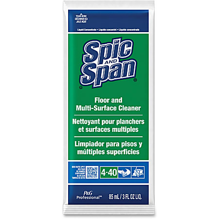 Spic and Span Floor Cleaner - Concentrate - 3 fl oz (0.1 quart) - 45 / Carton - Green, Translucent