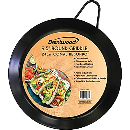 Brentwood® Carbon Steel Nonstick Round Comal Griddle for Single Burner, 9.5-In., BCM-24