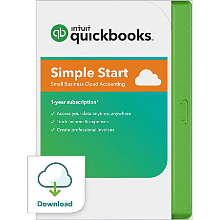 Intuit® QuickBooks® Online Simple Start 2020, 1-User, 1-Year Subscription, For Windows®/Mac®, Download