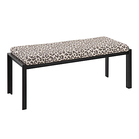 LumiSource Fuji Contemporary Fabric Bench, Beige Leopard/Black