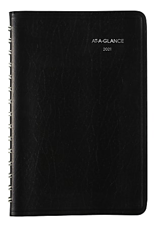 AT-A-GLANCE® DayMinder® Daily Appointment Book/Planner, 5" x 8", Black, January To December 2021, SK4400