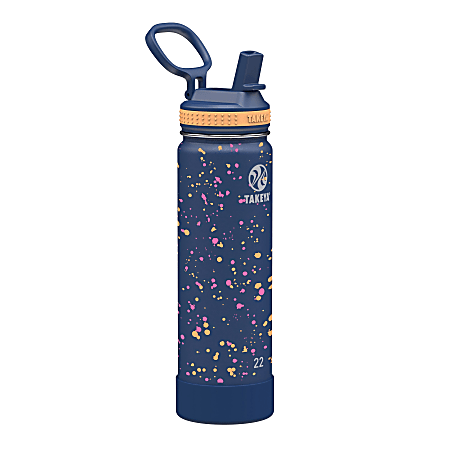 Takeya Actives Straw Lid Reusable Water Bottle, 22 Oz, Confetti Cool Ray