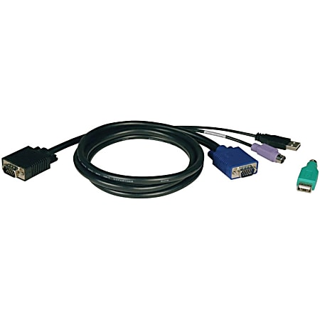 Tripp Lite 6ft USB / PS2 Cable Kit for KVM Switches B040 / B042 Series KVMs - HD-15 Male - HD-15 Male, mini-DIN (PS/2) Male, Type A Male USB - 6ft"
