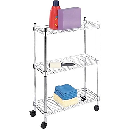 Whitmor Laundry Cart, 3 Shelf, Steel, 22.5"W x 9.1"D x 31.8"H, Chrome