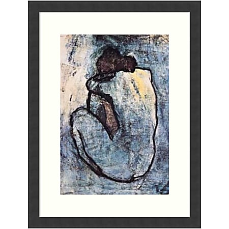 Amanti Art The Blue Nude (Seated Nude) 1902 by Pablo Picasso Wood Framed Wall Art Print, 16”W x 20”H, Black