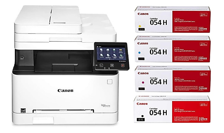 Canon ImageCLASS MF644Cdw Wireless Color Laser All-In-One Printer With 4-Color High-Yield Toner Cartridge Set