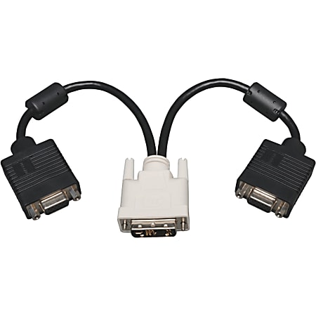 Eaton Tripp Lite Series DVI to VGA Y Splitter Adapter Cable (DVI-I to HD15 M/2xF), 1 ft. (0.3 m) - VGA splitter - P1200012
