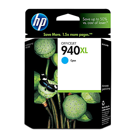 HP 940XL Cyan High-Yield Ink Cartridge, C4907AN