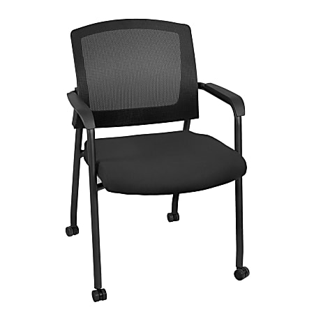 Regency Knight Mesh Stacking Chair, With Casters, Black