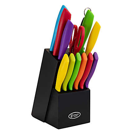 Gibson Home Color Vibes 14-Piece Cutlery Knife Set, Assorted Colors