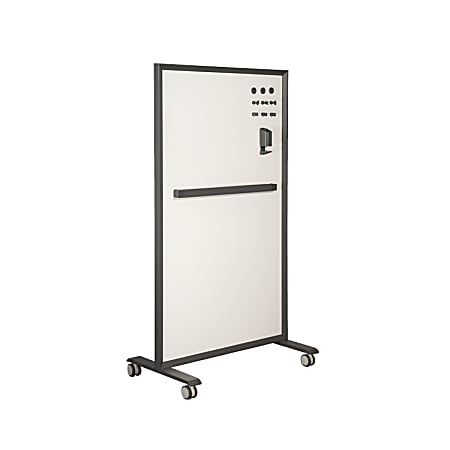 Vari Mobile Glass Non-Magnetic Dry-Erase Whiteboard, 40" x 72", Steel Frame With Slate Finish