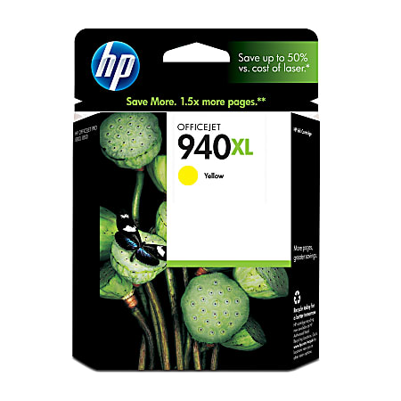 HP 940XL Yellow High-Yield Ink Cartridge, C4909AN