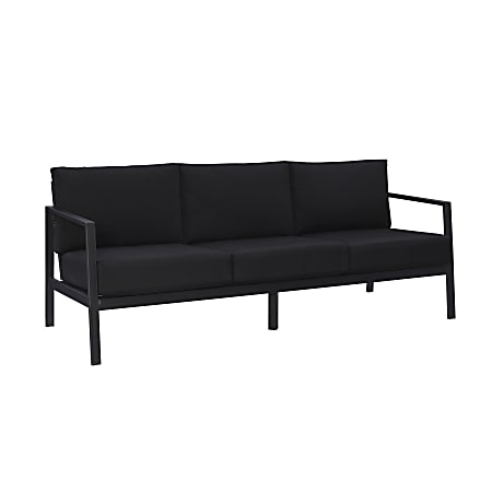Linon Abilene Aluminum Outdoor Sofa, 31-1/4”H x 75-1/4”W x 30”D, Black/Black