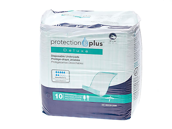 Protection Plus® Fluff-Filled Disposable Underpads, Deluxe, 30" x 36", Case Of 60