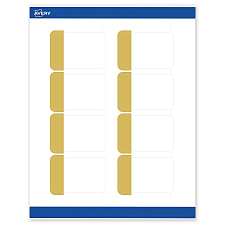 Avery® Print-To-The-Edge Labels & Sure Feed®, S00-DJK-PRWMP10, 2" x 3", Matte White, Preprinted Dipped Gold Edge Design, Pack Of 80
