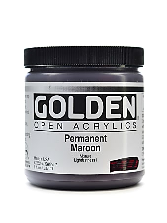 Golden OPEN Acrylic Paint, 8 Oz Jar, Permanent Maroon