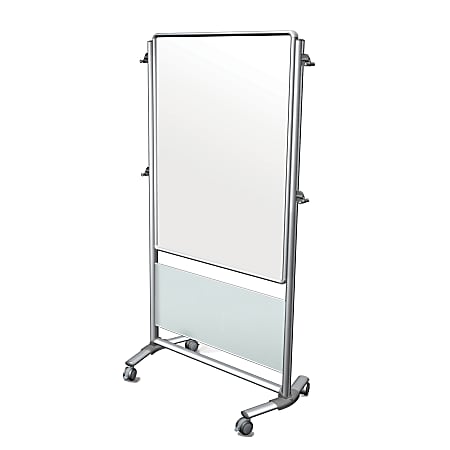 Ghent Nexus Mobile 2-Sided Magnetic Dry-Erase Whiteboard, 76 1/8" x 40 3/8" x 25 1/8" Steel Frame With Silver Finish