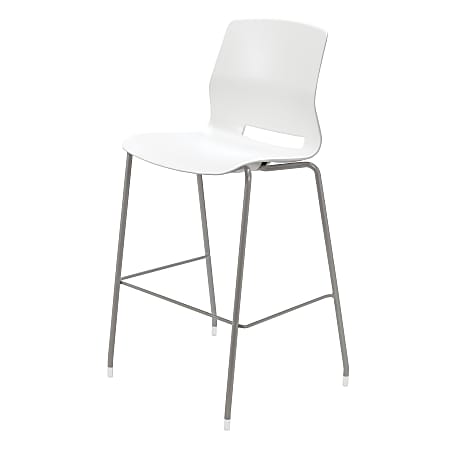 KFI Studios Imme Stacking Bar Stool, 44"H, White/Silver