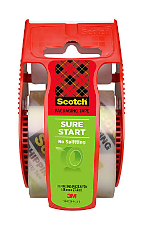 Scotch® Sure Start Shipping Tape With Dispenser, 1-7/8" x 22.2 Yd., Clear