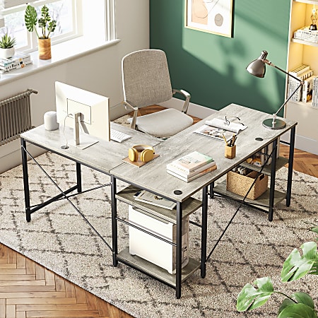 Solid L shaped computer desk for corner - priti home