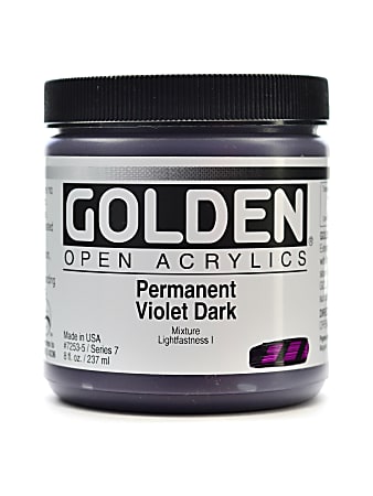 Golden OPEN Acrylic Paint, 8 Oz Jar, Permanent Violet Dark