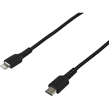 StarTech.com 2m/6.6ft USB C to Lightning Cable - MFi Certified - Heavy Duty Lightning Cable - Black - Durable USB Charging Cable (RUSBCLTMM2MB)