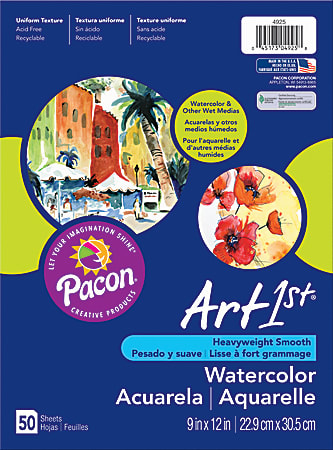 Art1st® Watercolor Paper, 9" x 11", Pack Of 50 Sheets