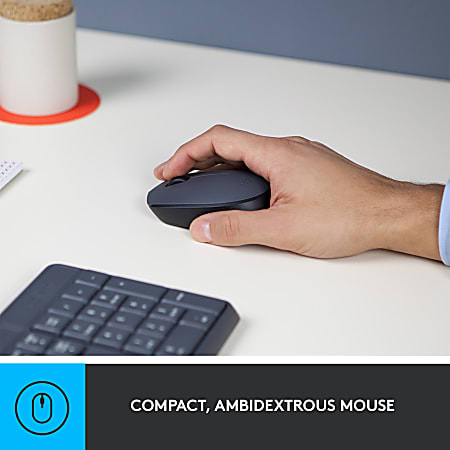 Jeg accepterer det adjektiv kaste Logitech MK235 Wireless Straight Full Size Keyboard and Ambidextrous  Optical Mouse Black - Office Depot