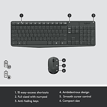 Logitech MK235 Wireless Straight Full Size Keyboard Ambidextrous - Main Image
