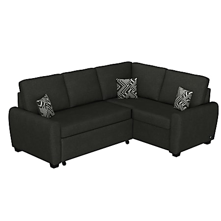 Lifestyle Solutions Serta Sheldon Convertible Sectional Sofa, 37-4/5”H x 93-3/4”W x 70-1/8”D, Charcoal