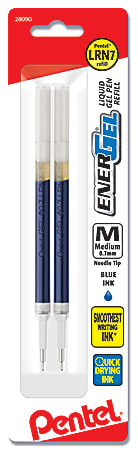 Pentel® EnerGel Liquid Gel Pen Refills, Needle Point, 0.7 mm, Blue, Pack Of 2 Refills