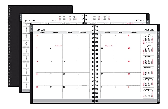 Office Depot® 14-Month Weekly/Monthly Academic Planner, 6-3/4" x 8-3/4", Black, July 2019 to August 2020