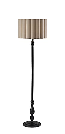 Adesso Claret Floor Lamp, Black with Off-White Fabric Shade