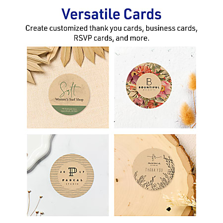 Avery Printable Note Cards With Sure Feed Technology 4 Round Kraft ...