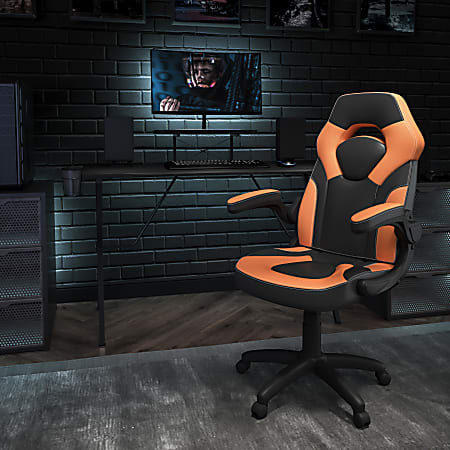 Flash Furniture Gaming Desk And Racing Chair Set With Cup Holder, Headphone Hook and Monitor/Smartphone Stand, Orange