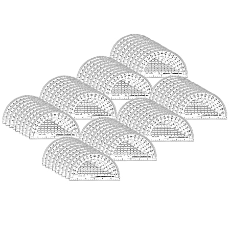 Charles Leonard Plastic Protractors, 6", Pack Of 72