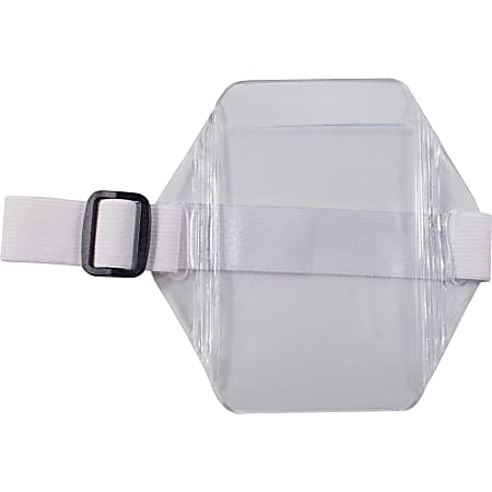 Advantus Arm Badge Holder - Support 2.50" x 3.50" Media - Vertical - Vinyl, Elastic - 12 / Box - White, Clear - Heavy Duty